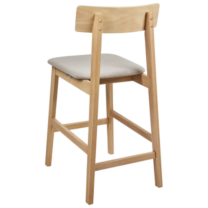 Set Of 2 Bar Chairs Light Brown Taupe Rubberwood Seats