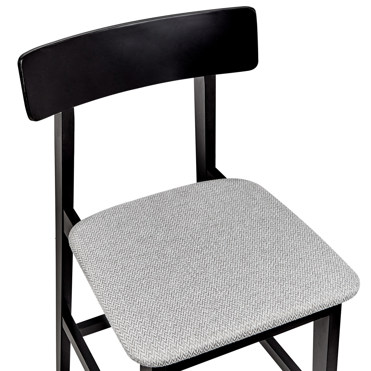 Set Of 2 Bar Chairs In Black And Grey Rubberwood Seats With Polyester Upholstery Retro Kitchen Dining