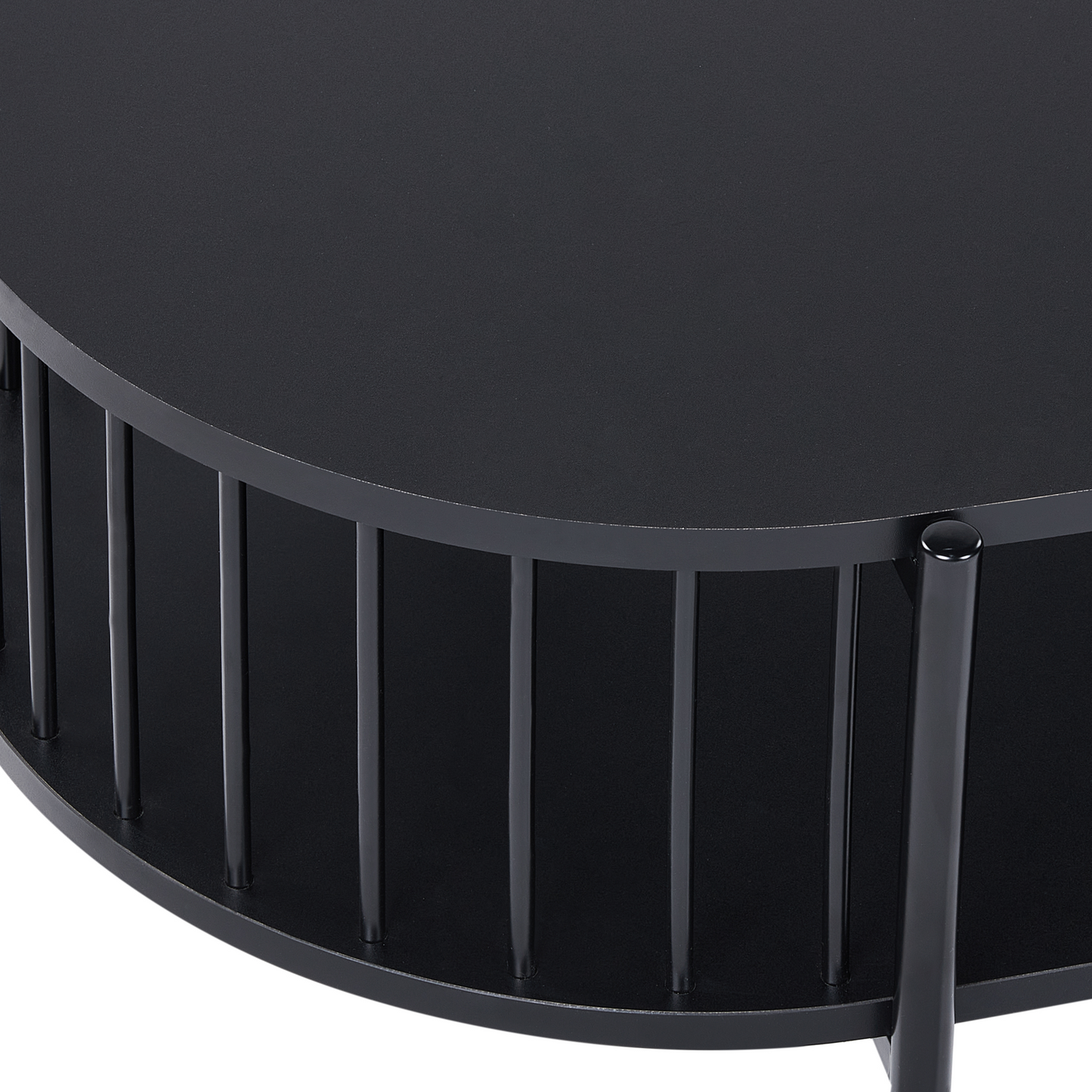 RetroHome Brand Coffee Table Black MDF 103x50 Oval With Shelf