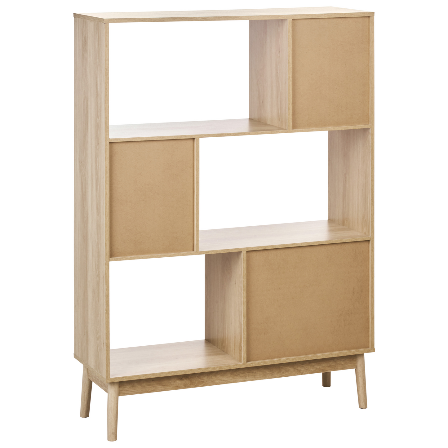 ScandiHome Bookcase Light Brown MDF Pine Wood with 2 Drawers