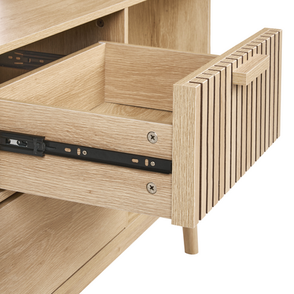 ScandiHome Bookcase Light Brown MDF Pine Wood with 2 Drawers