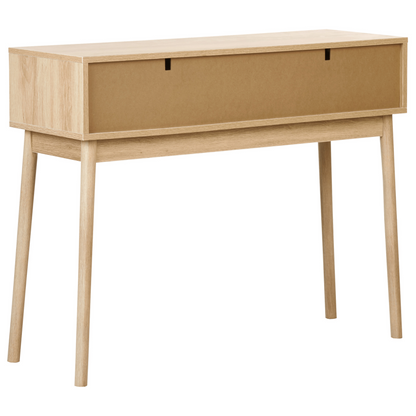 NovaHome Console Table Light Brown MDF Two Drawer Solid Wood Legs