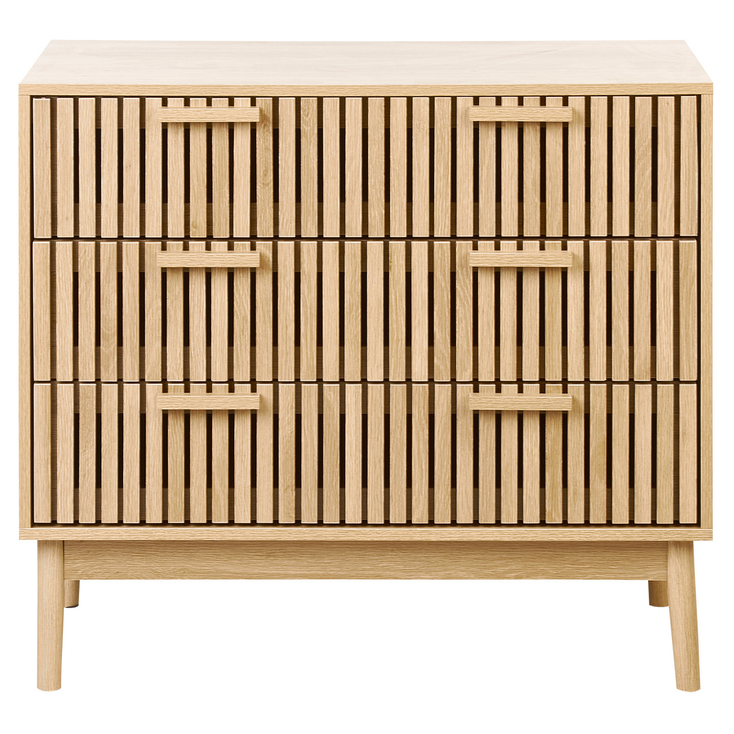 NordicNest Chest Of Drawers Light Brown Matte Finish With 3 Drawers Scandinavian Style