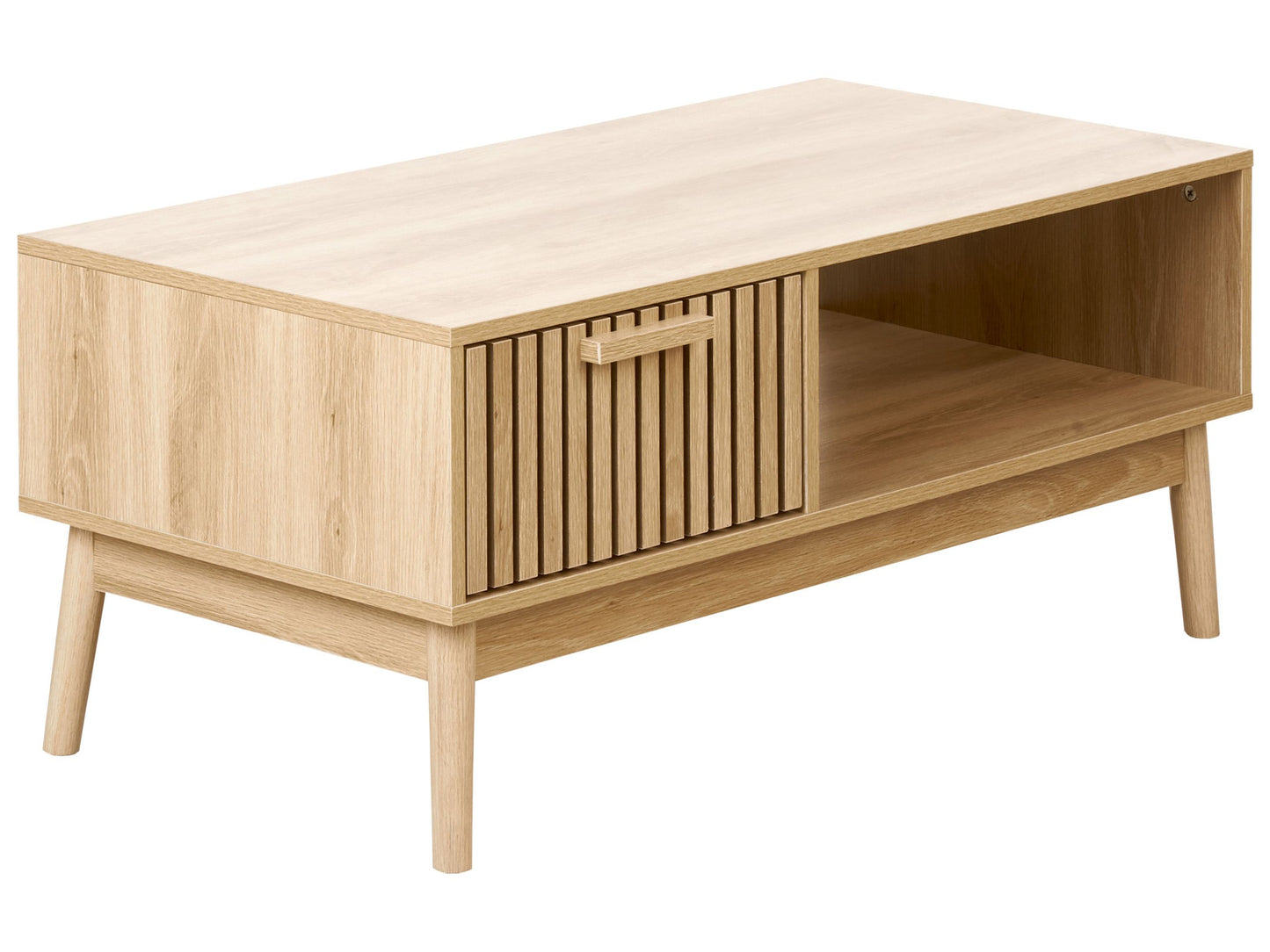 NordicNest Coffee Table Light Brown MDF Legs 100 X 50 CM With Drawer