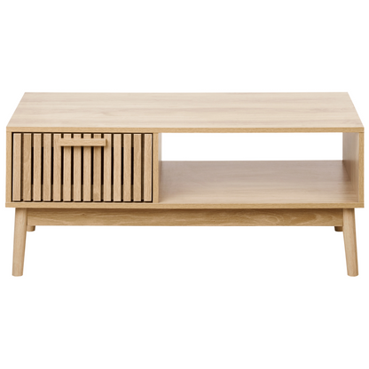 NordicNest Coffee Table Light Brown MDF Legs 100 X 50 CM With Drawer