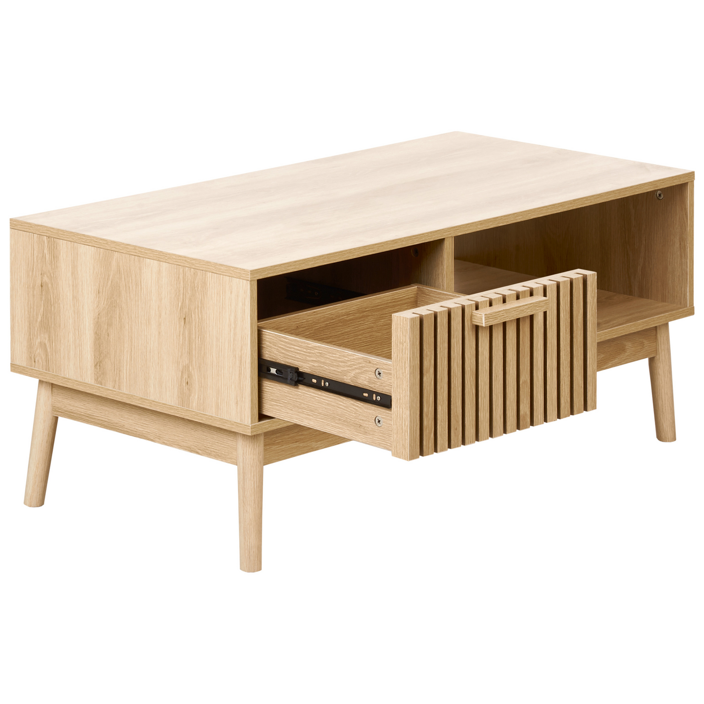NordicNest Coffee Table Light Brown MDF Legs 100 X 50 CM With Drawer