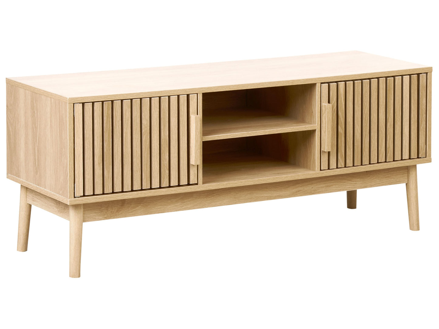 TV Stand Light Brown With 2 Doors And Shelves