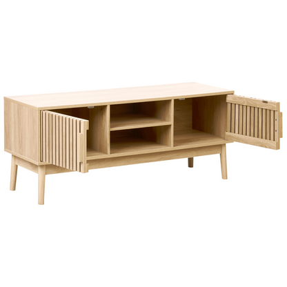 TV Stand Light Brown With 2 Doors And Shelves