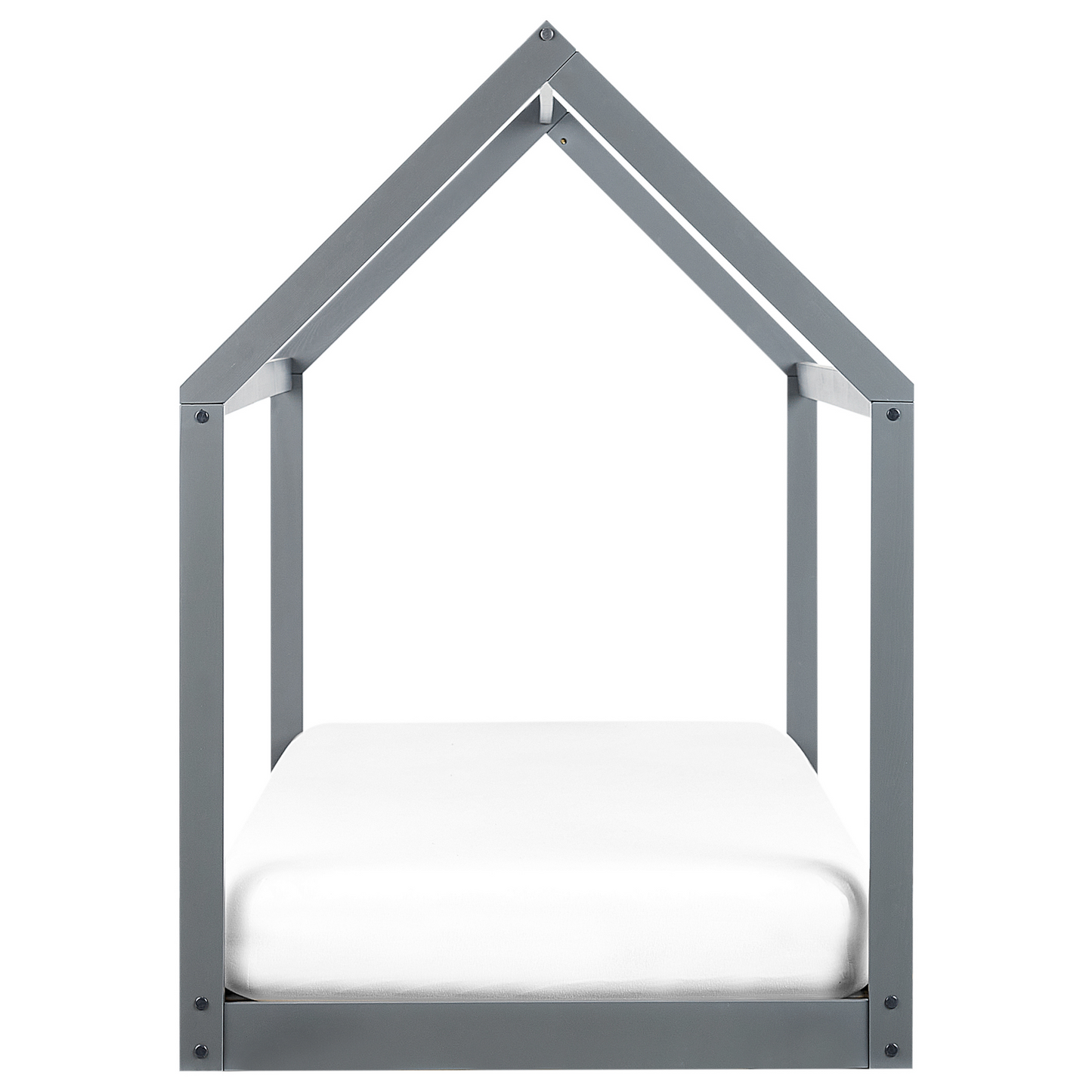 Kids House Grey Pine Wood House Bed 3ft Single With Slatted Frame