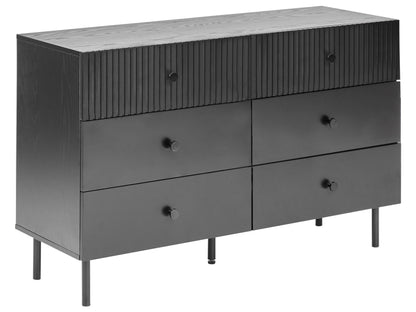 NovaHome 6 Drawer Chest Black MDF Modern Storage Unit For Living Room