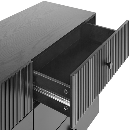 NovaHome 6 Drawer Chest Black MDF Modern Storage Unit For Living Room