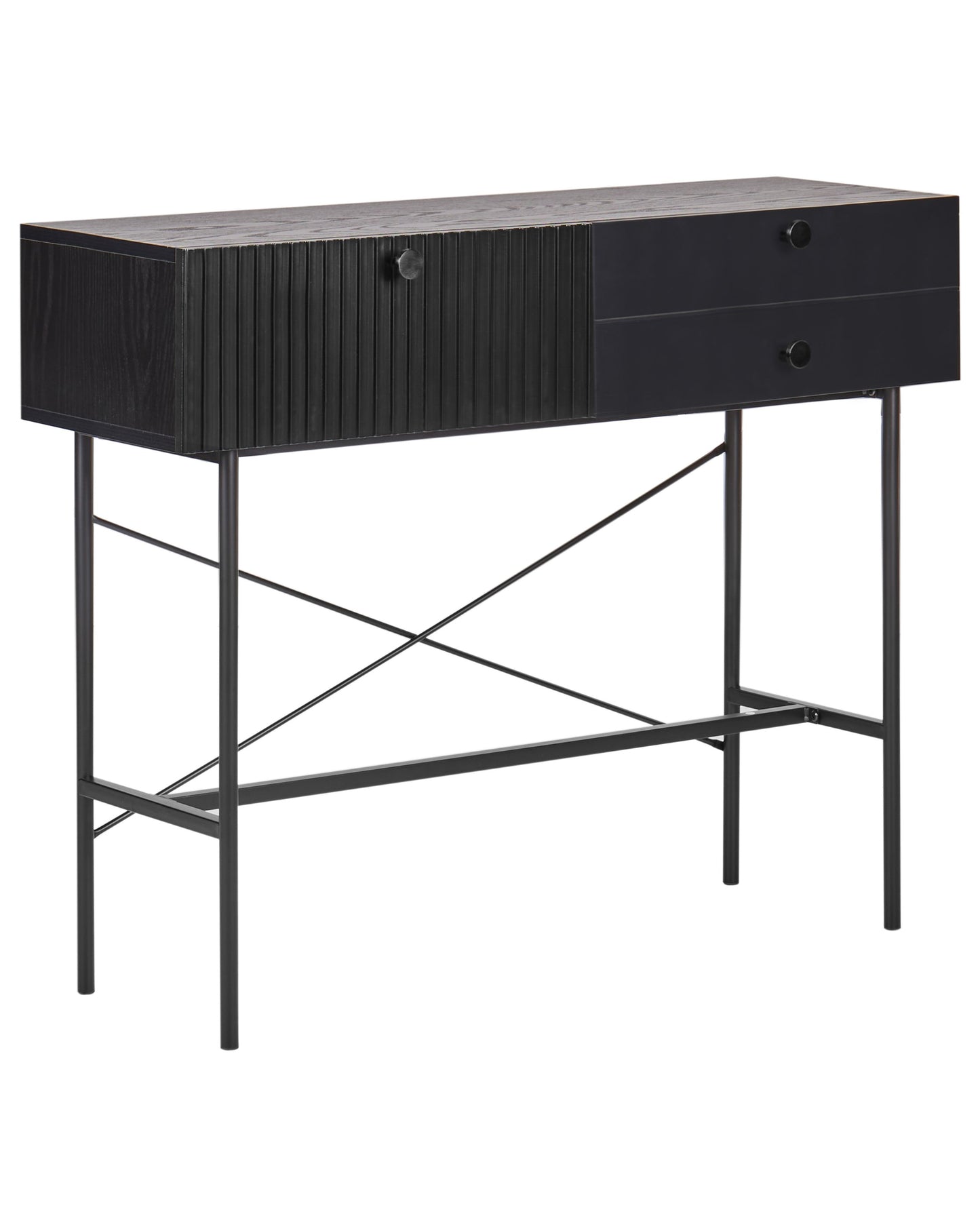 Nova Home 3 Drawer Console Table Black MDF 100x30 cm