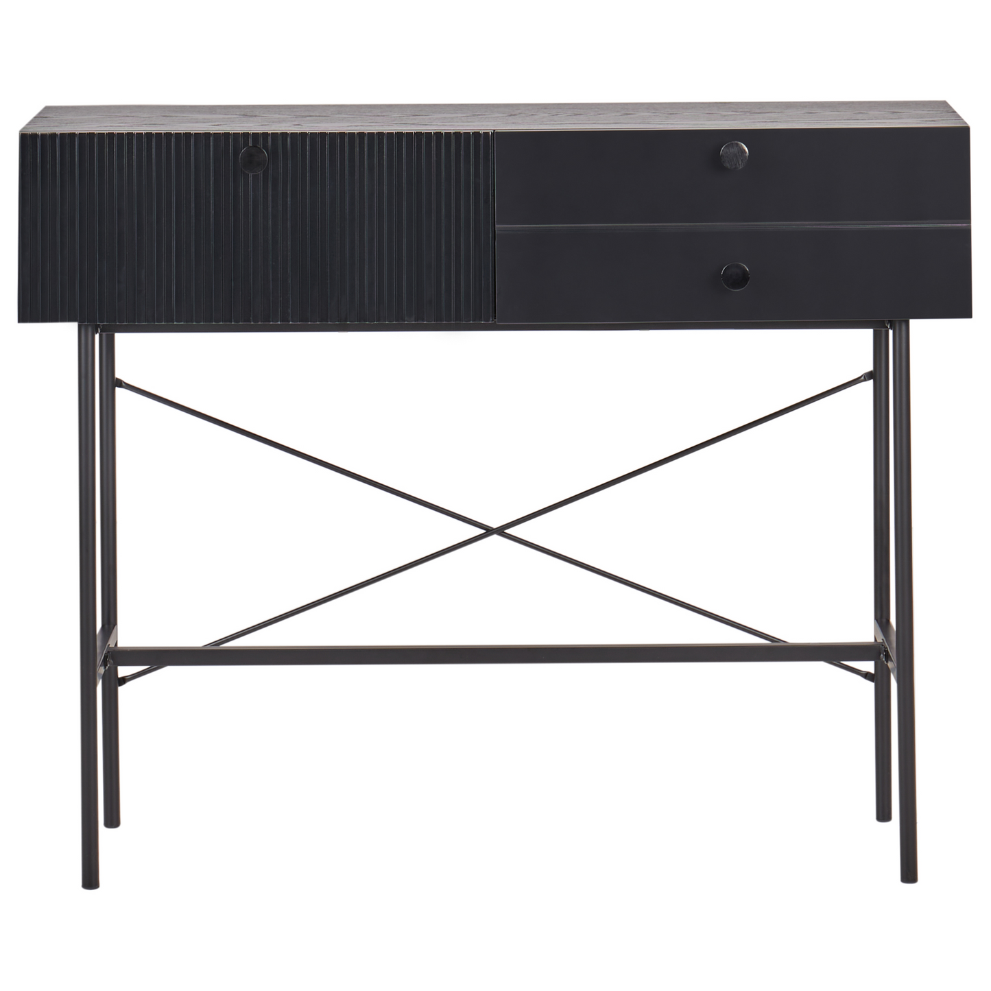 Nova Home 3 Drawer Console Table Black MDF 100x30 cm