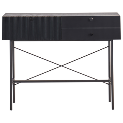 Nova Home 3 Drawer Console Table Black MDF 100x30 cm