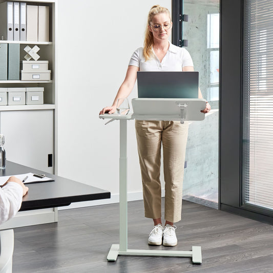 Manually Adjustable Laptop Desk Light Green Steel Frame 70 x 40cm Sit and Stand