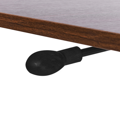 Manually Adjustable Mobile Laptop Desk 65 x 48cm Dark Brown Steel Frame Wheeled Sit Stand Office