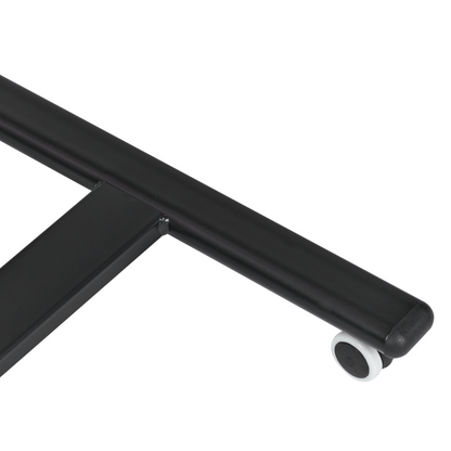 Manually Adjustable Mobile Laptop Desk 65 x 48cm Dark Brown Steel Frame Wheeled Sit Stand Office