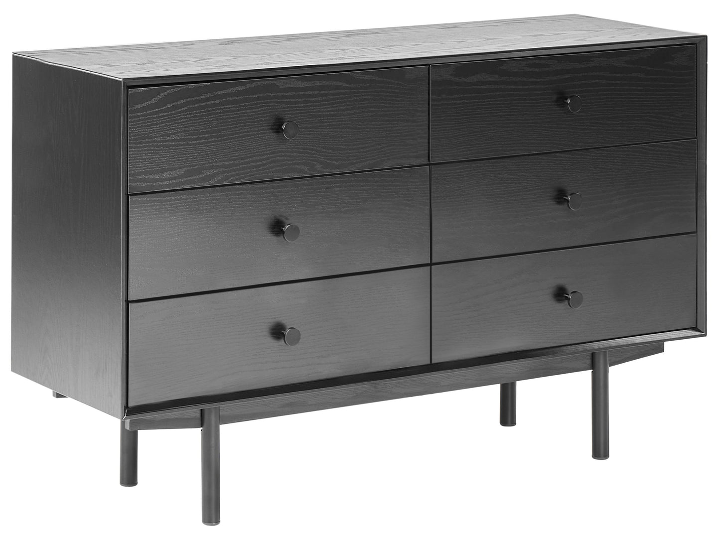 Everhome 6 Drawer Chest Black MDF Modern Storage Unit