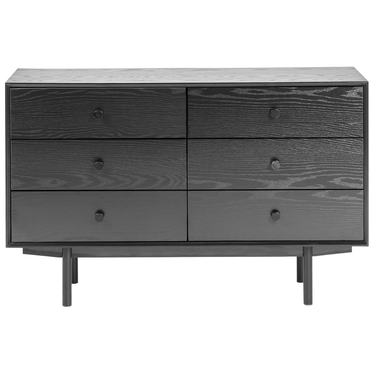 Everhome 6 Drawer Chest Black MDF Modern Storage Unit