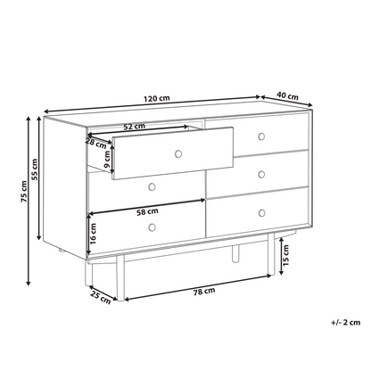 Everhome 6 Drawer Chest Black MDF Modern Storage Unit