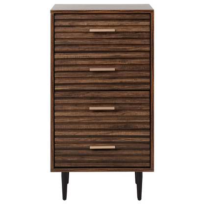 NovaHome Chest of Drawers MDF Dark Brown 4 Drawers Iron Legs Modern
