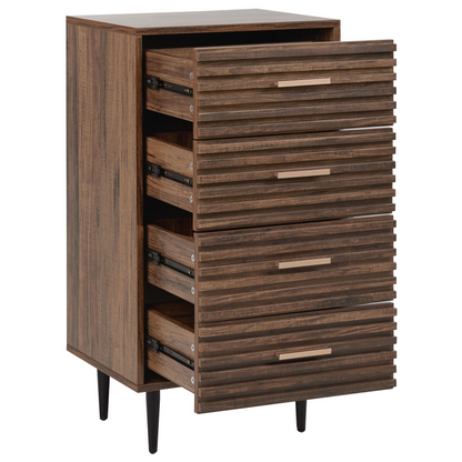 NovaHome Chest of Drawers MDF Dark Brown 4 Drawers Iron Legs Modern