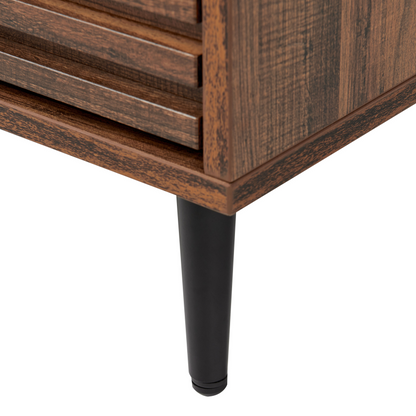Nova Living Bedside Table MDF Dark Brown Two Drawer Nightstand With Iron Legs Modern