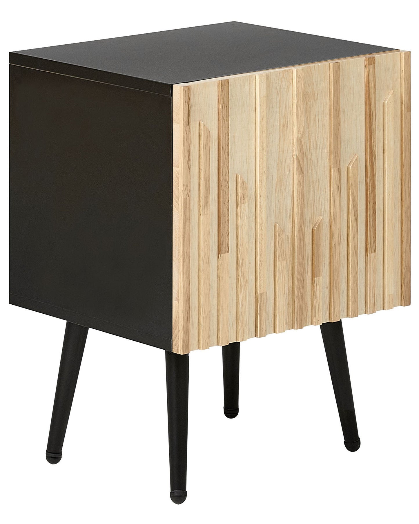 BrandName Modern Bedside Table With Solid Wood Door And Iron Legs