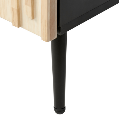 BrandName Modern Bedside Table With Solid Wood Door And Iron Legs