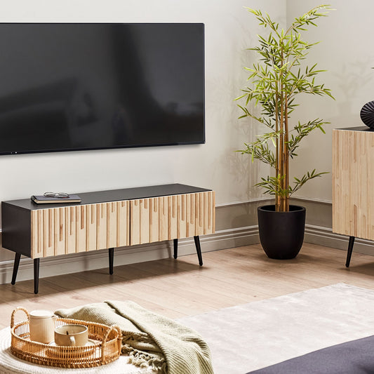 NovaFrame TV Stand Modern Light Brown MDF Frame Iron Legs