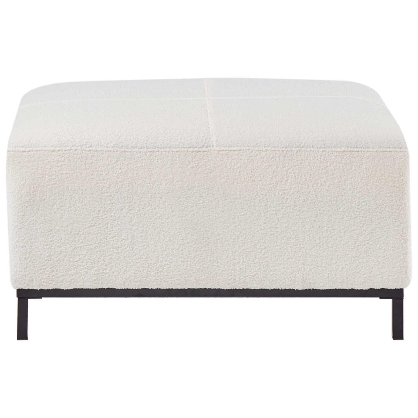 White Boucle Upholstered Rectangular Footstool With Solid Wood Frame Minimalist Modern Design