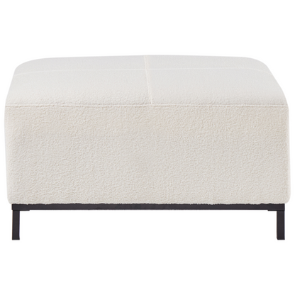 White Boucle Upholstered Rectangular Footstool With Solid Wood Frame Minimalist Modern Design