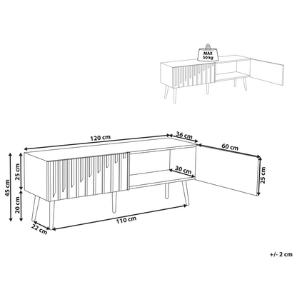 NovaFrame TV Stand Modern Light Brown MDF Frame Iron Legs