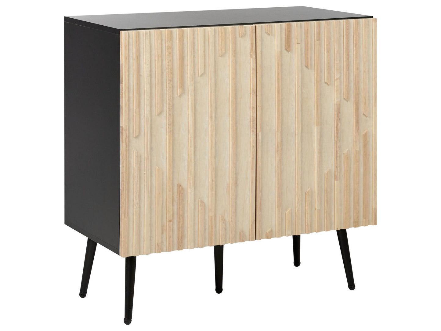 NovaLine Modern Sideboard With MDF Frame Solid Rubberwood Doors Iron Legs Light Brown