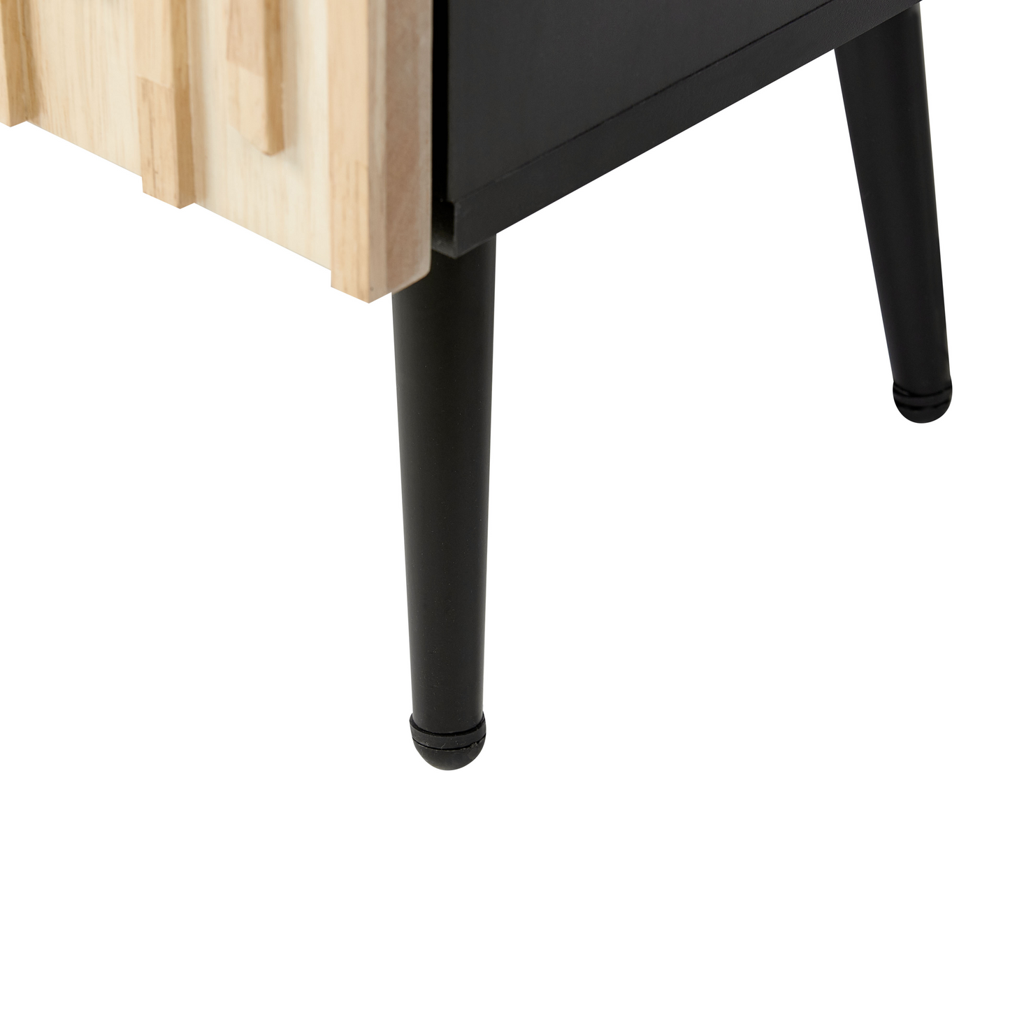 NovaLine Modern Sideboard With MDF Frame Solid Rubberwood Doors Iron Legs Light Brown