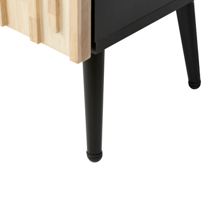 NovaLine Modern Sideboard With MDF Frame Solid Rubberwood Doors Iron Legs Light Brown