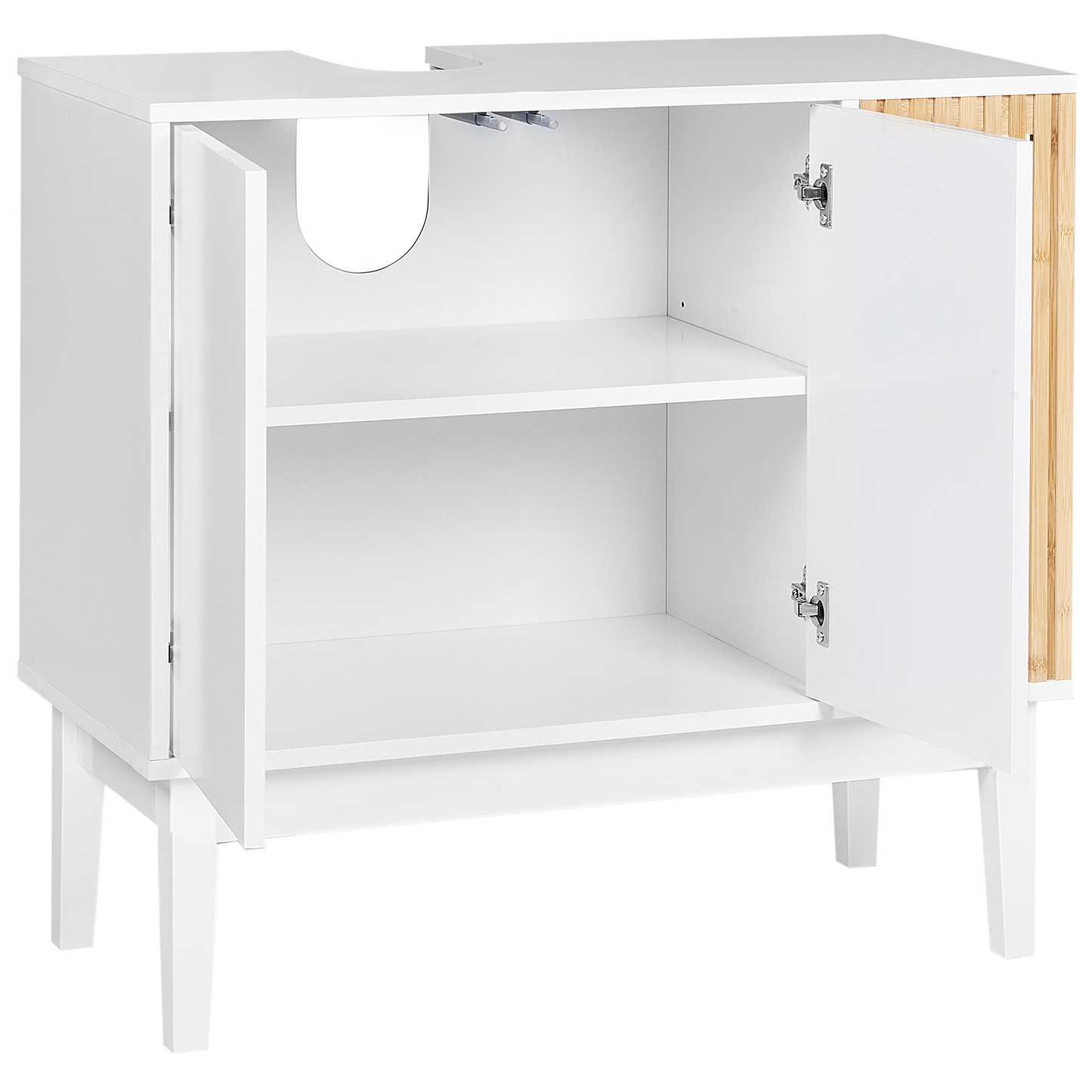 BrandName Washbasin Cabinet White And Light Wood With Bamboo Legs