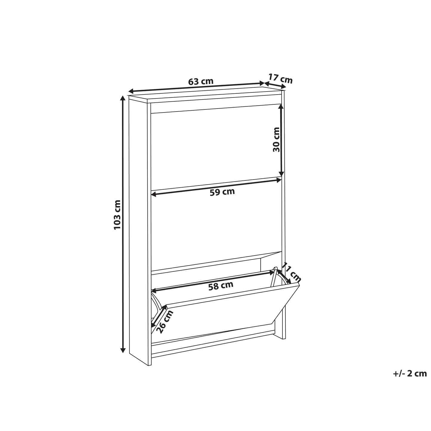 LuxHome Black Shoe Storage Cabinet With Mirror Fronts 3 Compartments