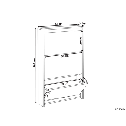 LuxHome Black Shoe Storage Cabinet With Mirror Fronts 3 Compartments