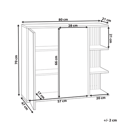 NovaCasa Wall Mounted Mirror Cabinet White And Light Wood Push-Open
