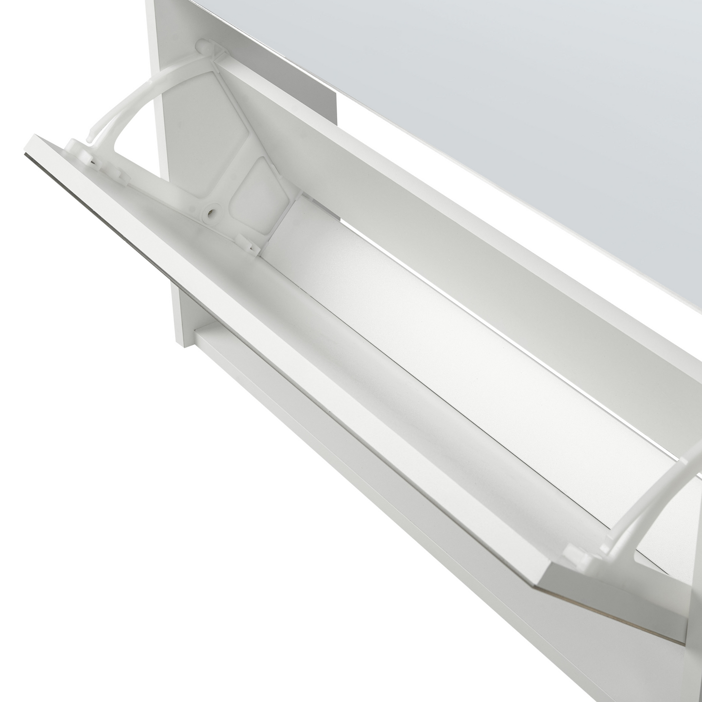 NovaHome Shoe Storage Cabinet White MDF Frame Mirror Fronts With 2 Compartments Modern Hallway Organizer