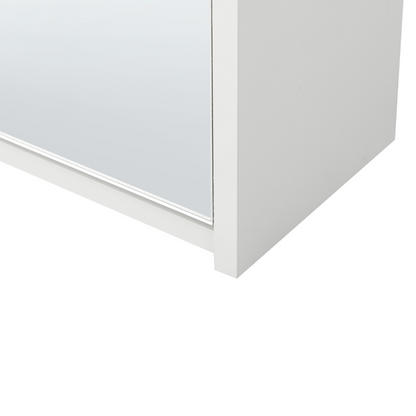 NovaHome Shoe Storage Cabinet White MDF Frame Mirror Fronts With 2 Compartments Modern Hallway Organizer