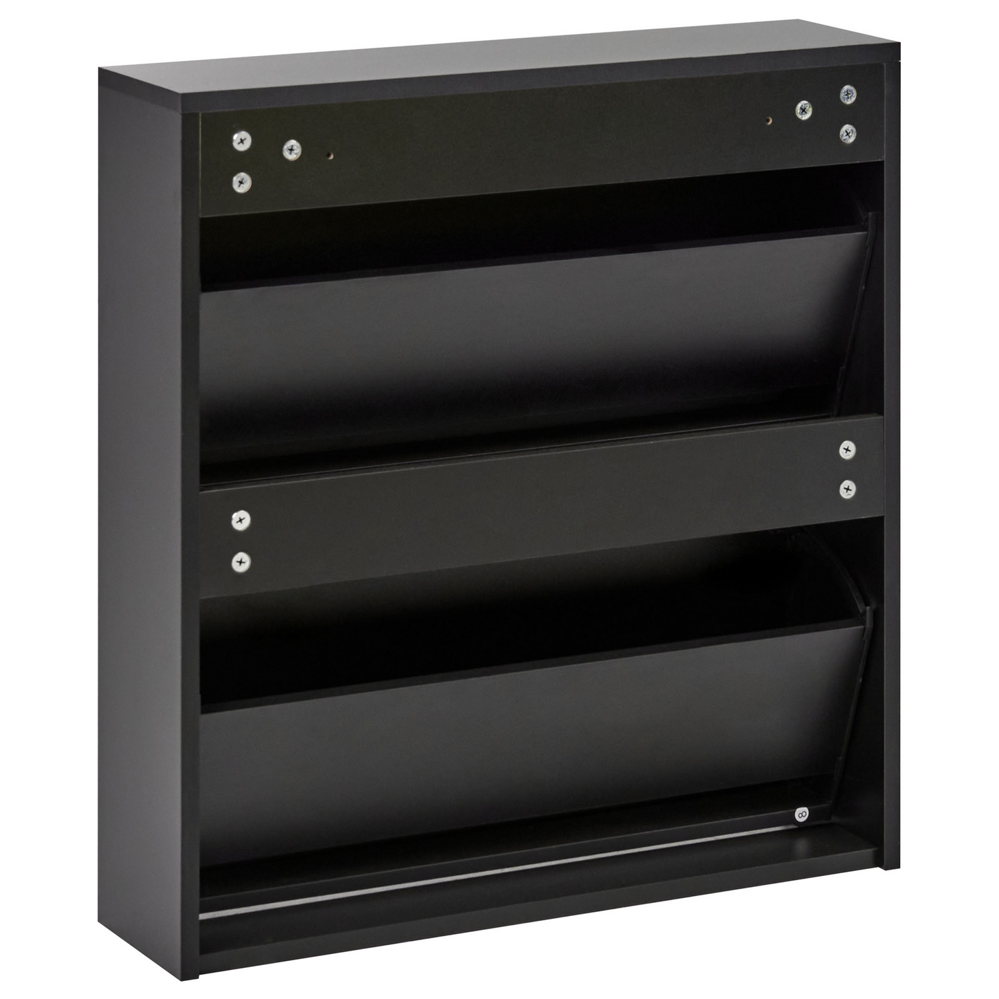 Nova Black Shoe Storage Cabinet With Mirror Fronts, 2 Compartments