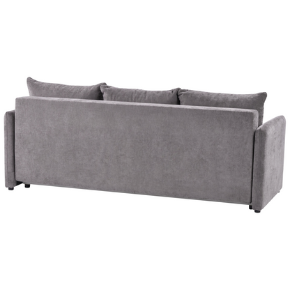 Sofa Bed Taupe Chenille 3 Seater Modern Upholstery Cushions Deluxe Comfort And Style