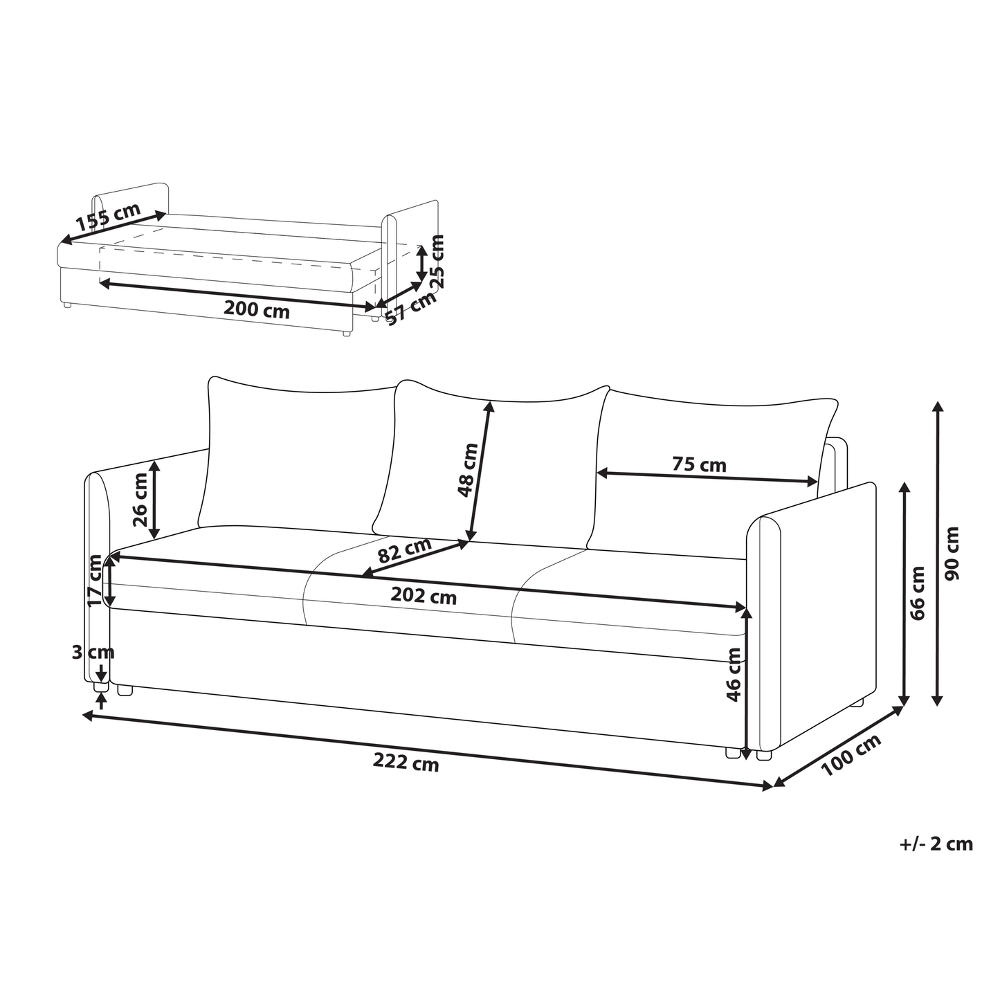 Sofa Bed Taupe Chenille 3 Seater Modern Upholstery Cushions Deluxe Comfort And Style