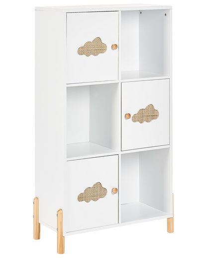 BrightNest Cloud Motif Bookcase White MDF Pine Legs for Kids Room