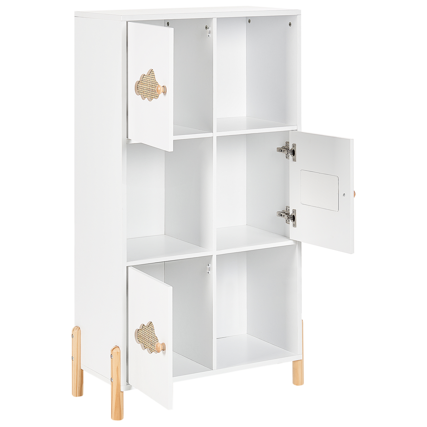 BrightNest Cloud Motif Bookcase White MDF Pine Legs for Kids Room