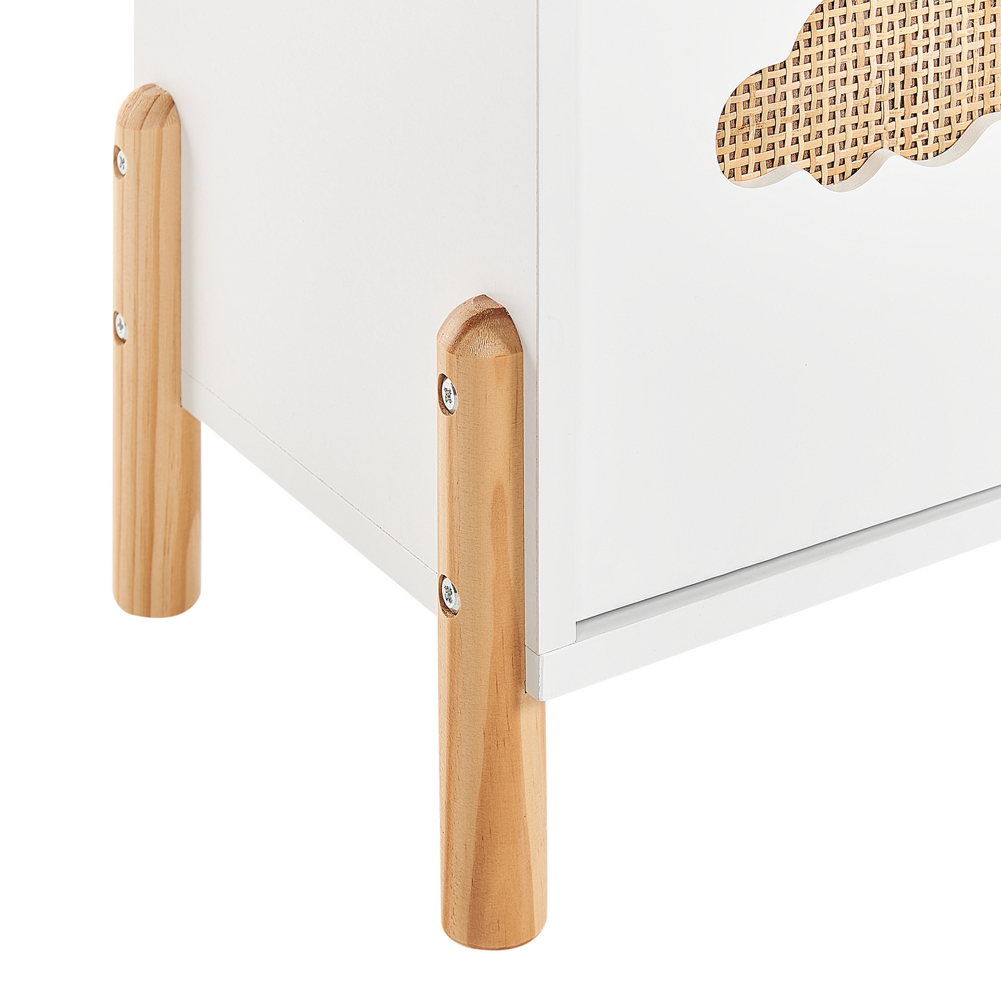 BrightNest Cloud Motif Bookcase White MDF Pine Legs for Kids Room