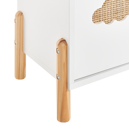 BrightNest Cloud Motif Bookcase White MDF Pine Legs for Kids Room