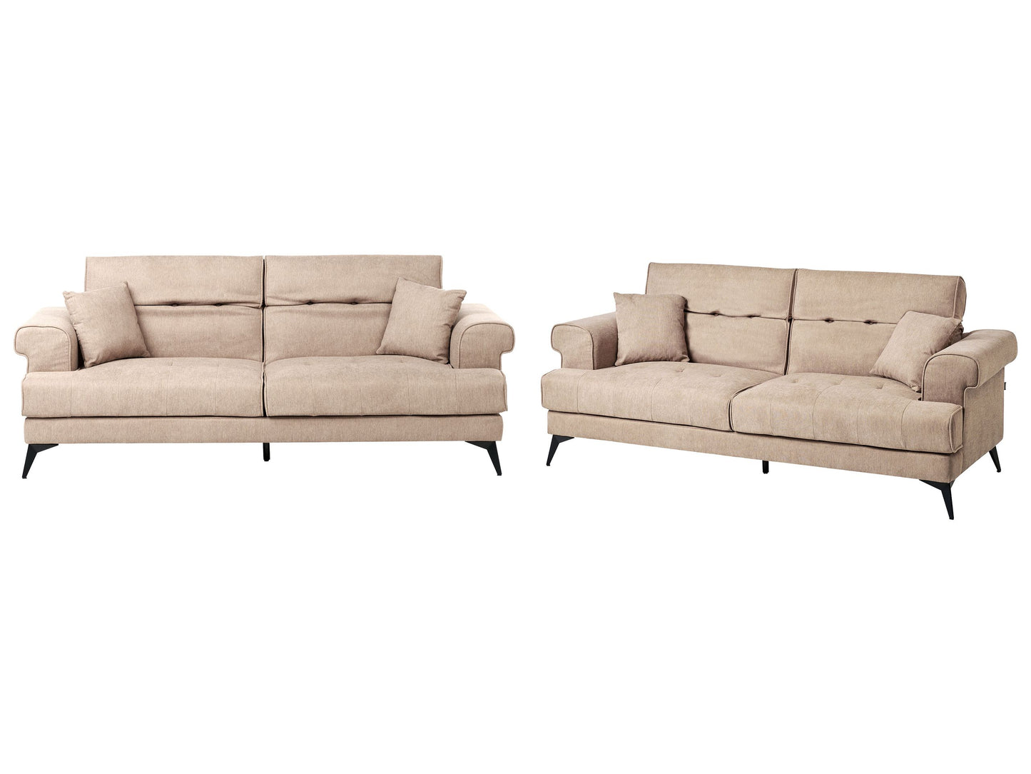 Modern Sofa Set 2 And 3 Seater Light Brown Fabric With Adjustable Headrests